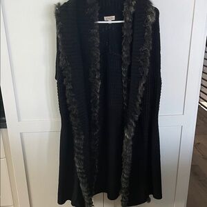 Magic Black Faux Fur Trim Cardigan